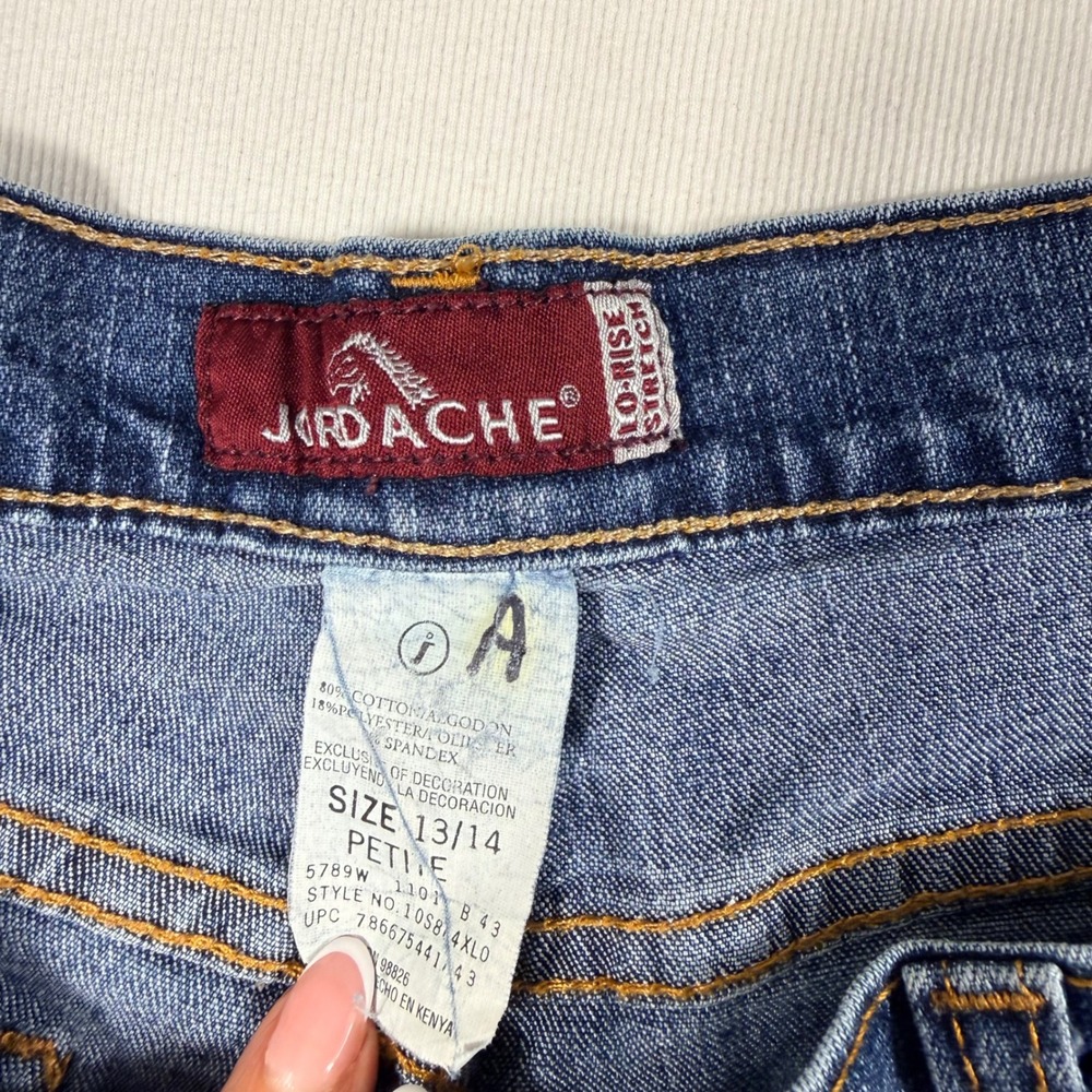 Jordache Low Rise Stretch Jeans 13/14 Petite Blue Medium Wash Bootcut Y2K Denim - Picture 2 of 15